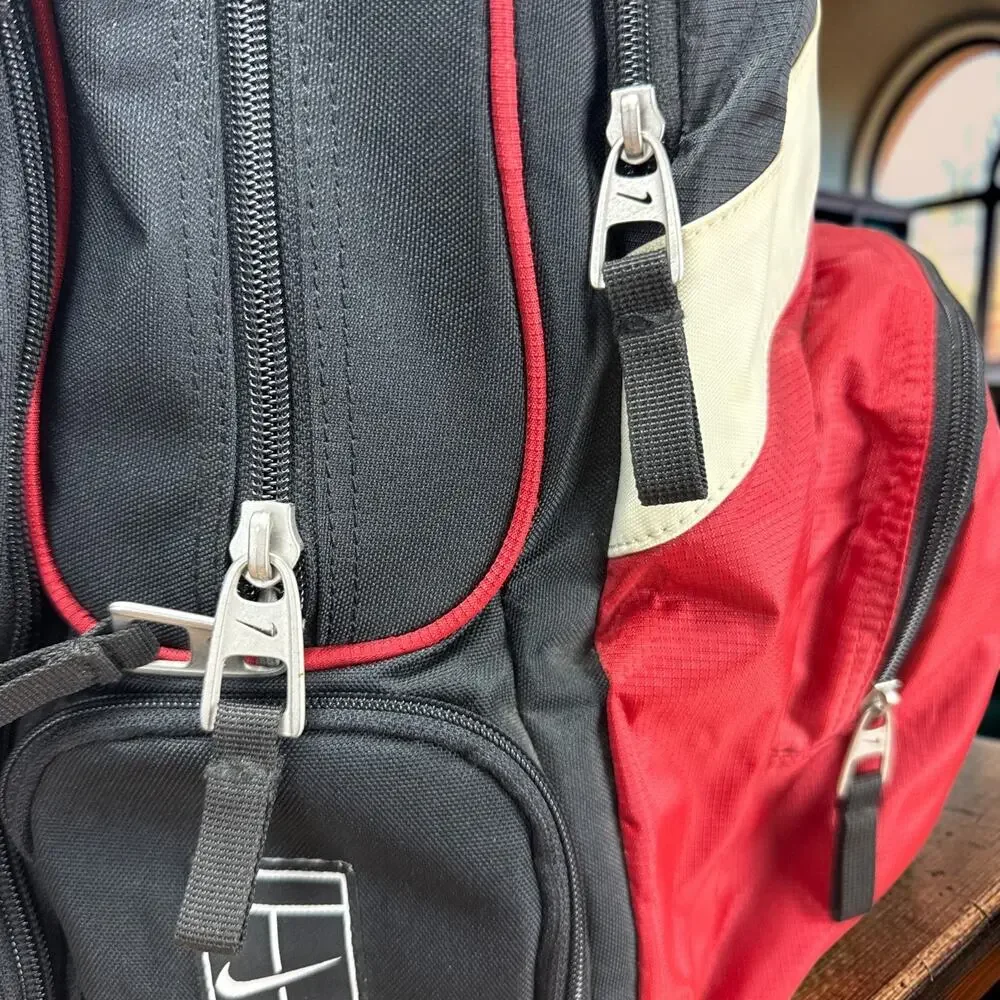 Vintage Nike Court Tennis Racquet Backpack Red Black Y2K Techwear Gorpcore 90s